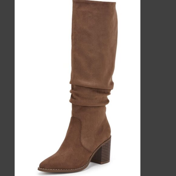 Huiyuzhi Womens Pointed‎ Toe Mid Chunky Heel Side Zip Knee High Boots Size 11 - Picture 1 of 9